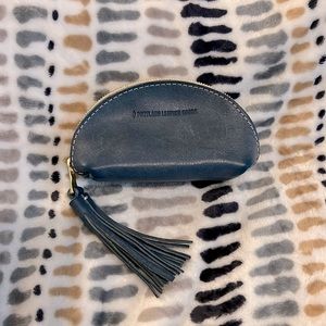 Portland leather goods- taco tassel pouch- indigo